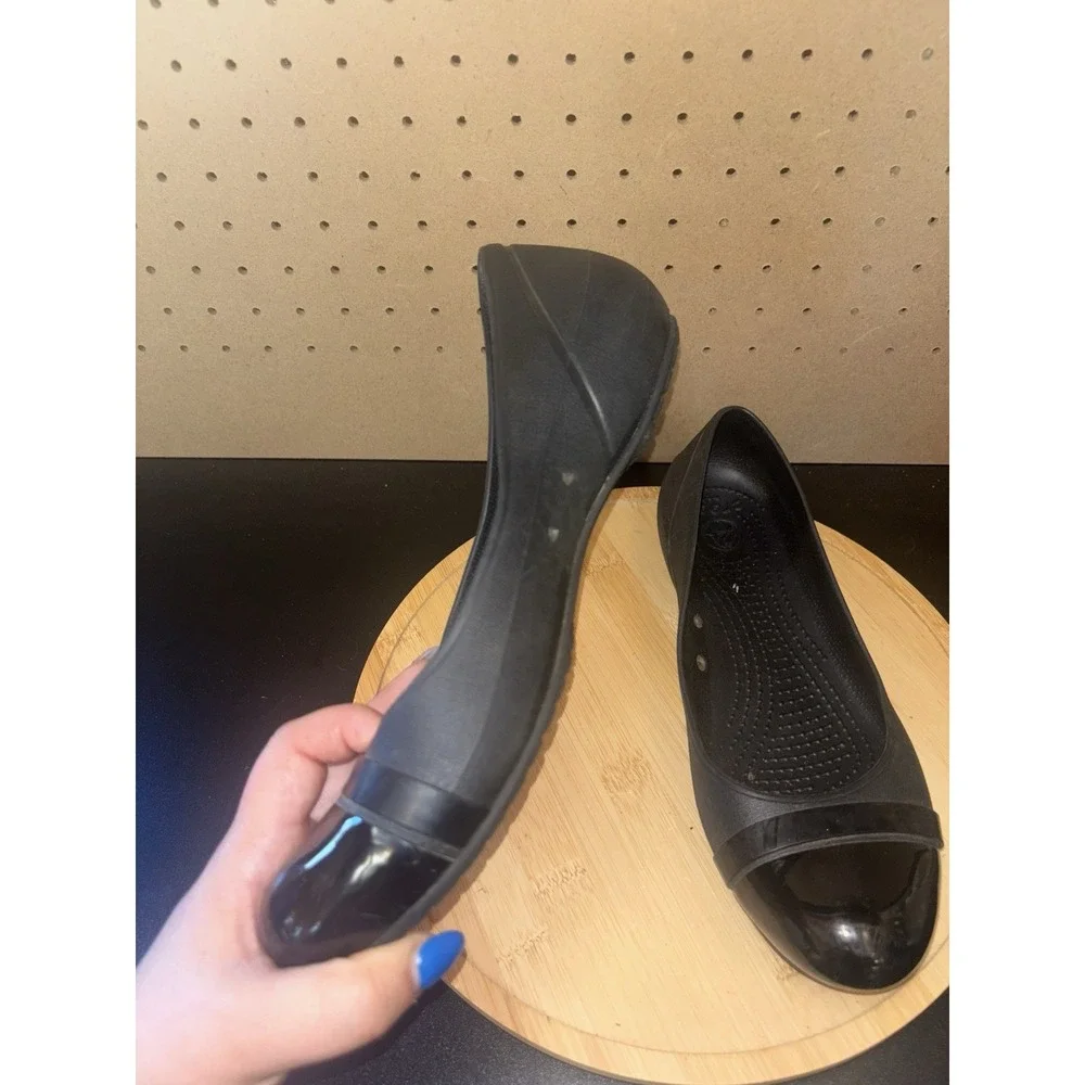 Crocs Womens Brynn Ballet Flats Shoes Black Slip On Strap Round Toe Comfort Sz 9 - Picture 8 of 9